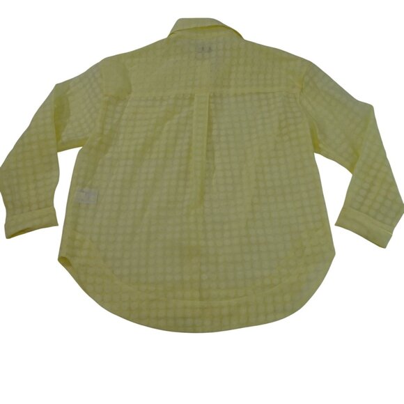 ON 34th Sheer Yellow Button Up Shirt Women Size L Long Sleeve Floral Burnout - Picture 3 of 11